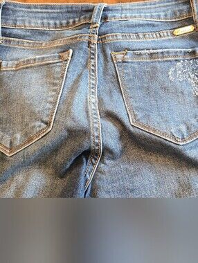 KanCan Women's Relaxed Blue Denim Jeans with Back Pocket Detail